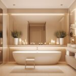 luxury-modern-bathroom-design-with-elegant-bathtub-and-bright-lighting-generated-by-ai-free-photo